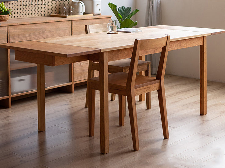 Japandi Solid Oak Wood Extendable Dining Table