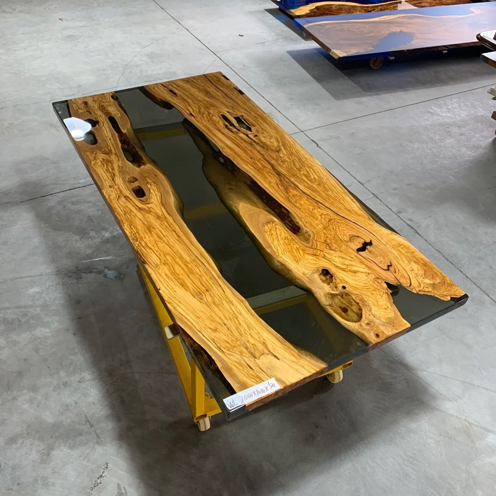 Sunset Glow Olive Wood Resin Table