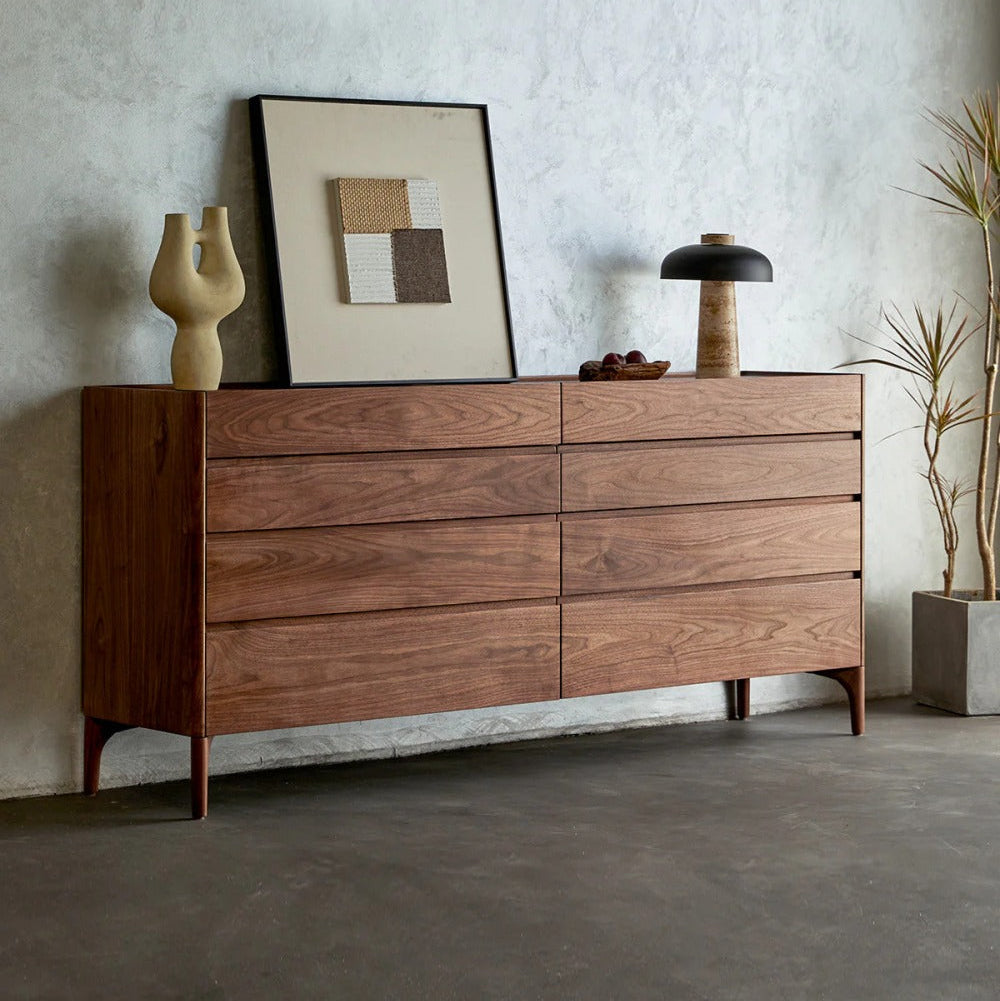modern sleek dresser Modern 6-Drawer Dresser with Gold Legs and Handles, 47.2 Wide Mid-Century Bedroom Dresser Chest