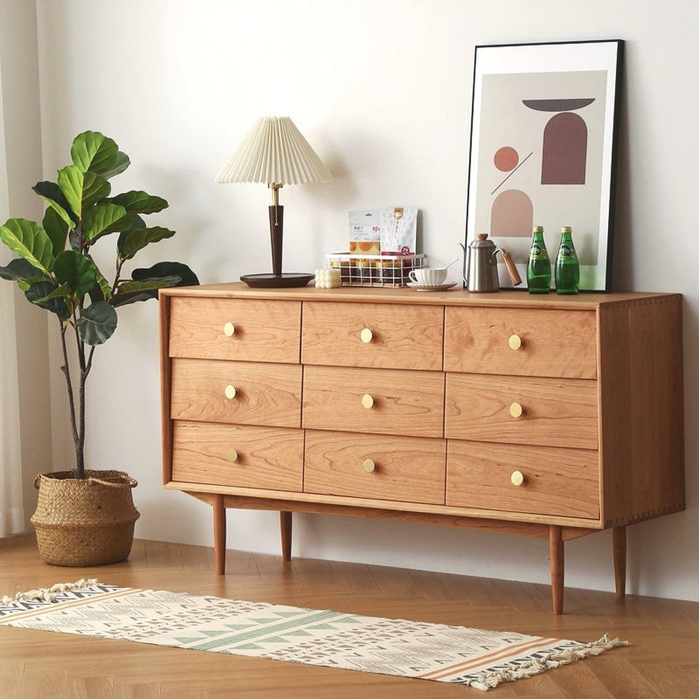 modern cherry wood dresser Dumont Dresser - Solid Cherry - Antique Cherry Finish - Mid Century Modern Inspired