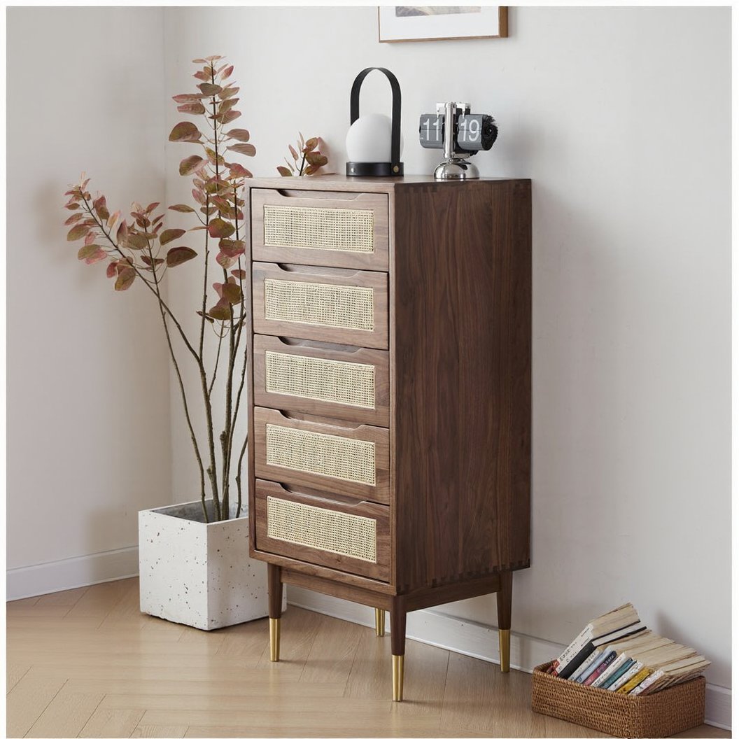 modern narrow dresser Granville Modern Tall Narrow Dresser with Vertical Ribbed Drawers for