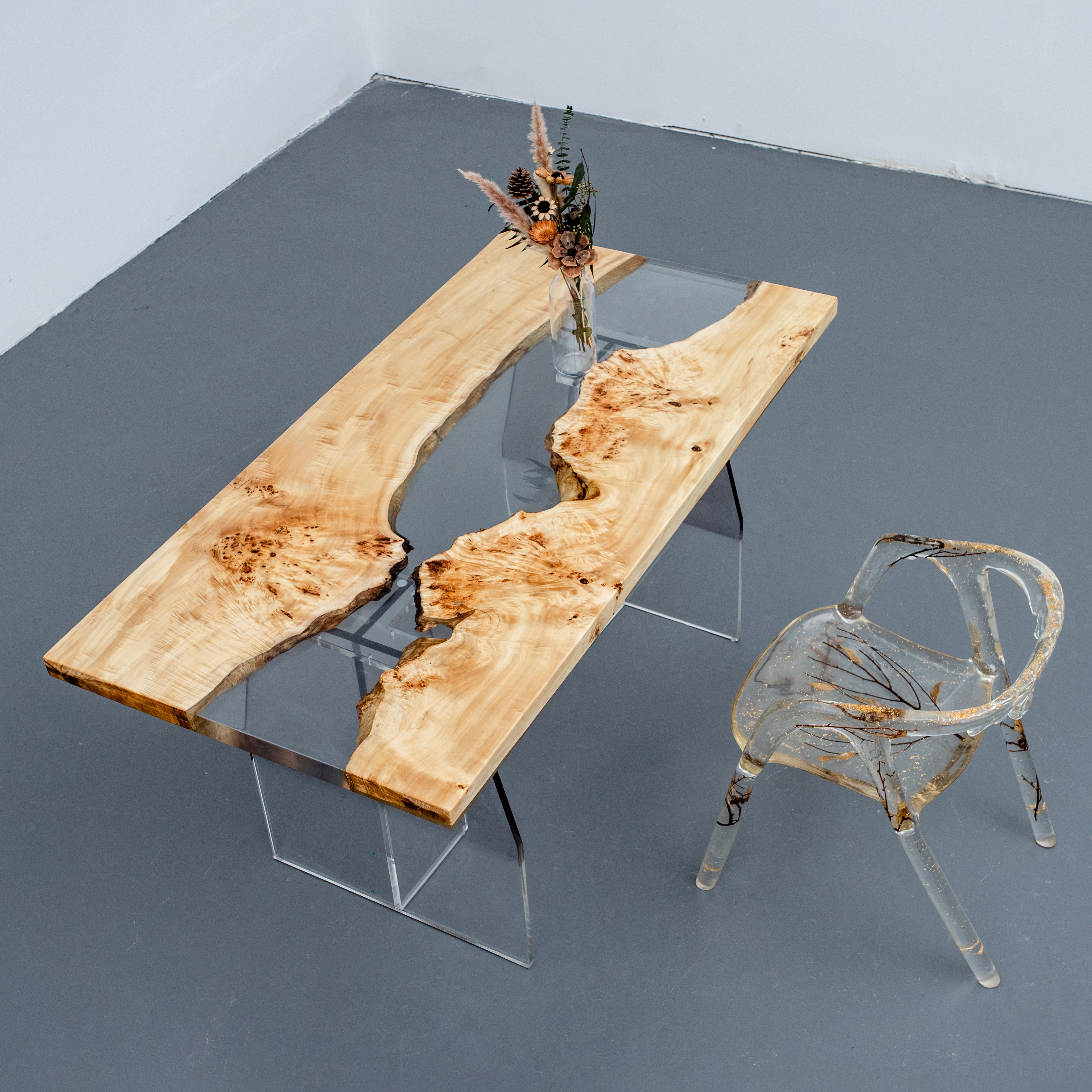 Epoxy Resin Fir Table Top, Epoxy Resin Live Edge Table, Epoxy Resin River Tables