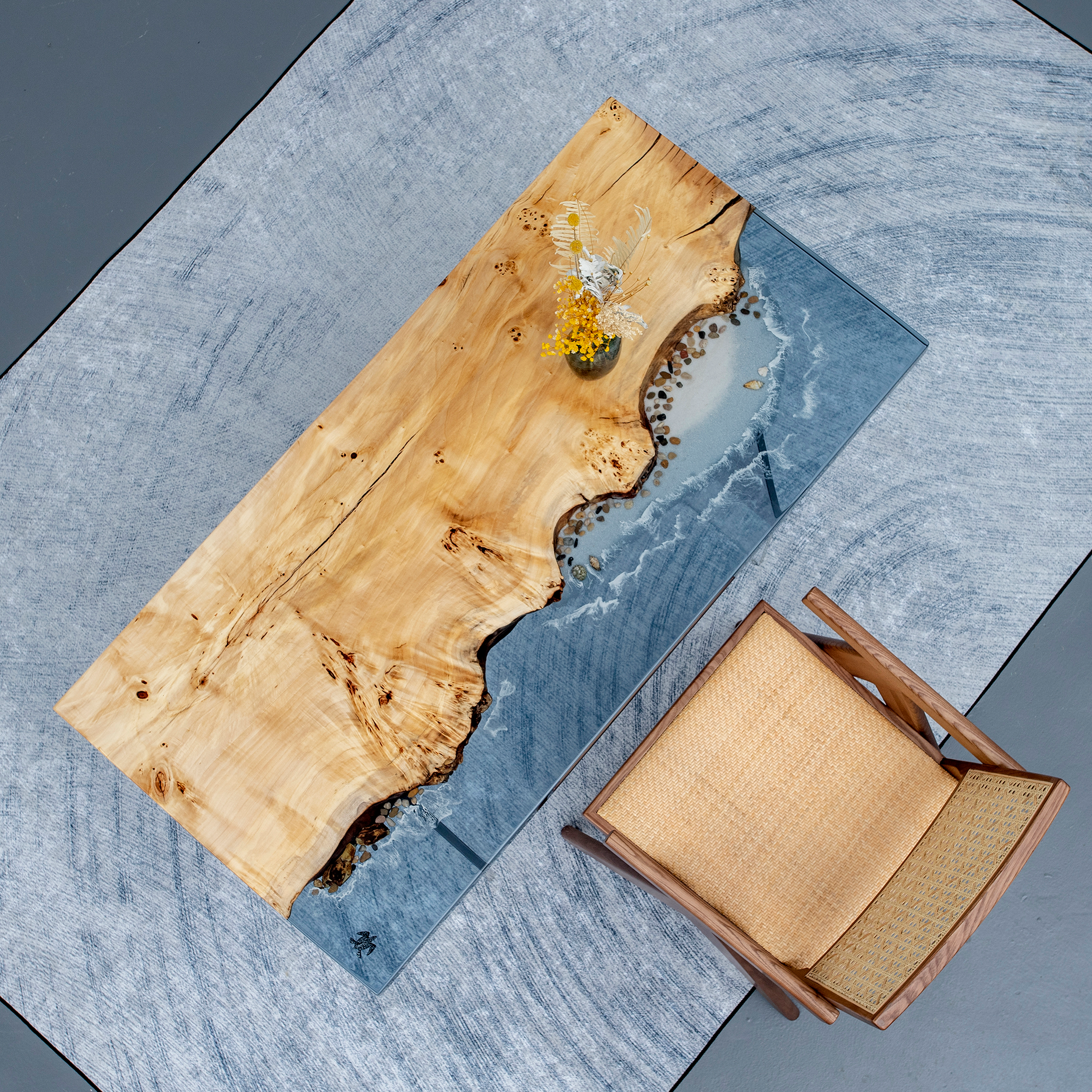 Resina epóxi de madeira de choupo para mesas, ideias de mesa de resina epóxi, mesa epóxi de choupo