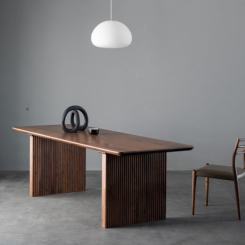 tavolo minimalista in legno di noce, tavolo da pranzo in legno massello di noce scuro