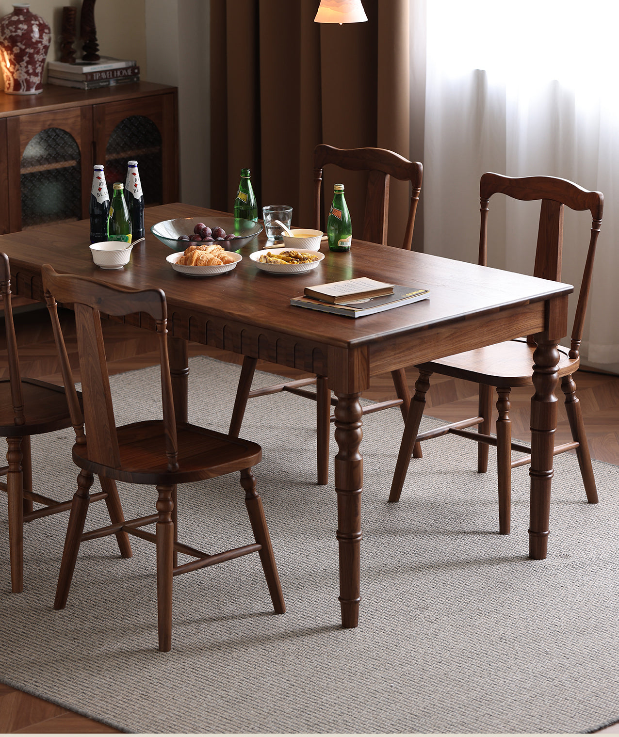 modern American style solid walnut wood dining table