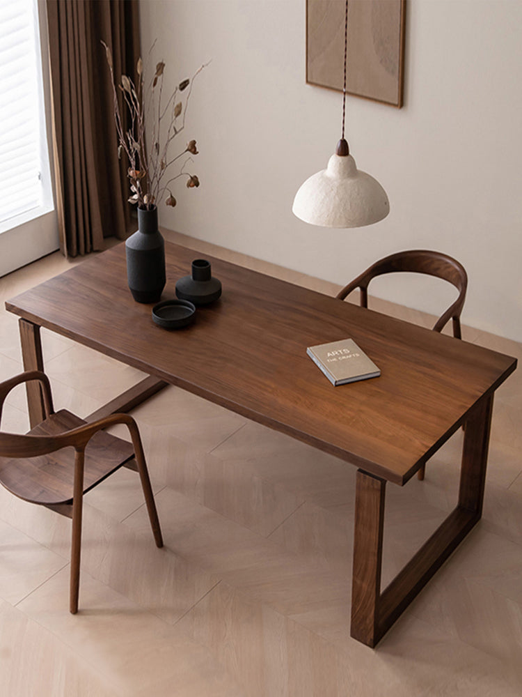 mesa de jantar em madeira de nogueira escura, mesa de nogueira em madeira maciça