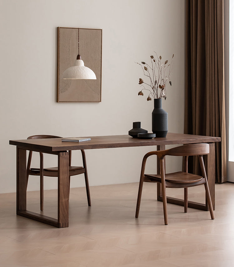 mesa de comedor de madera de nogal oscuro, mesa de nogal de madera maciza