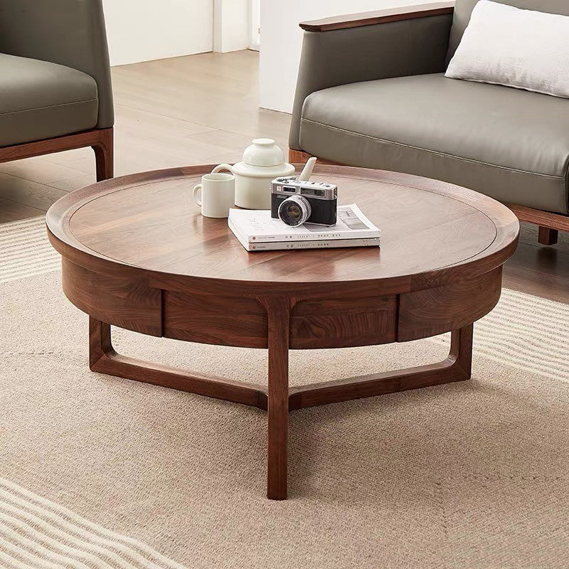 Full assembly solid walnut round coffee table
