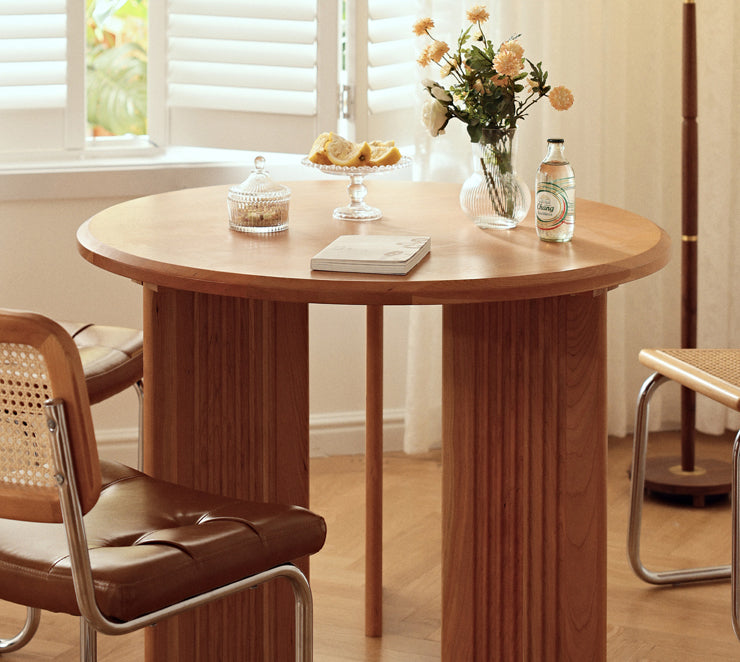 mesa de comedor redonda de madera maciza, mesa de comedor redonda de madera maciza de 60 pulgadas