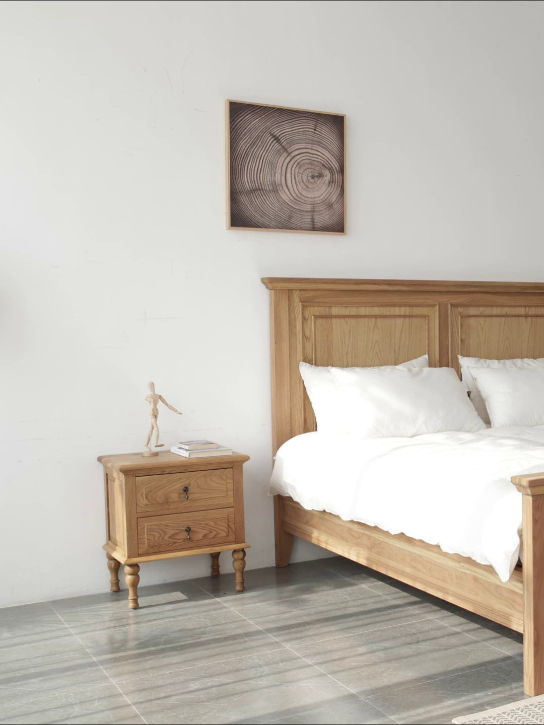 Bett aus hellem Eichenholz, Bettgestell aus Eichenholz für King-Size-Betten, Etagenbetten aus Eichenholz