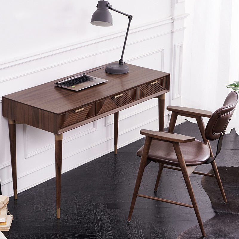 Skrivebordsplade i valnød, moderne skrivebord i valnød, skrivebord i valnød fra midten af ​​århundredet