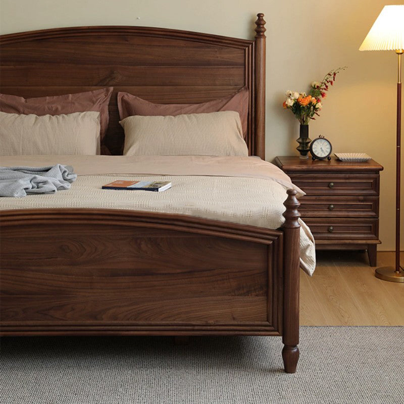 antique solid walnut wood bed, king walnut platform bed