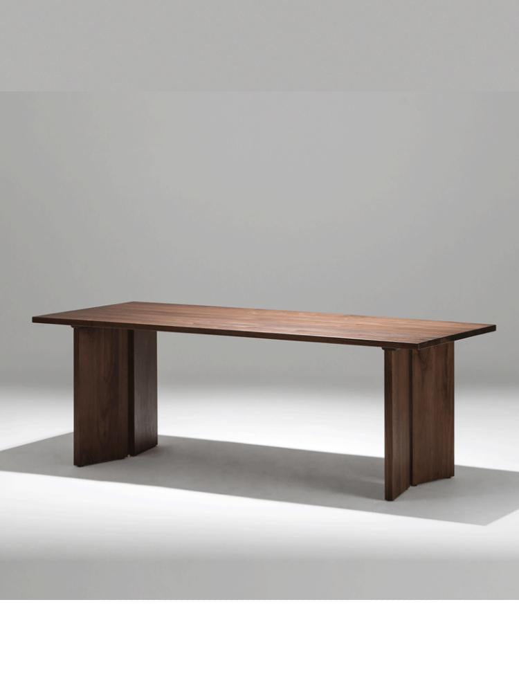 Table à manger moderne en bois de noyer foncé, plateau de table en bois de noyer noir