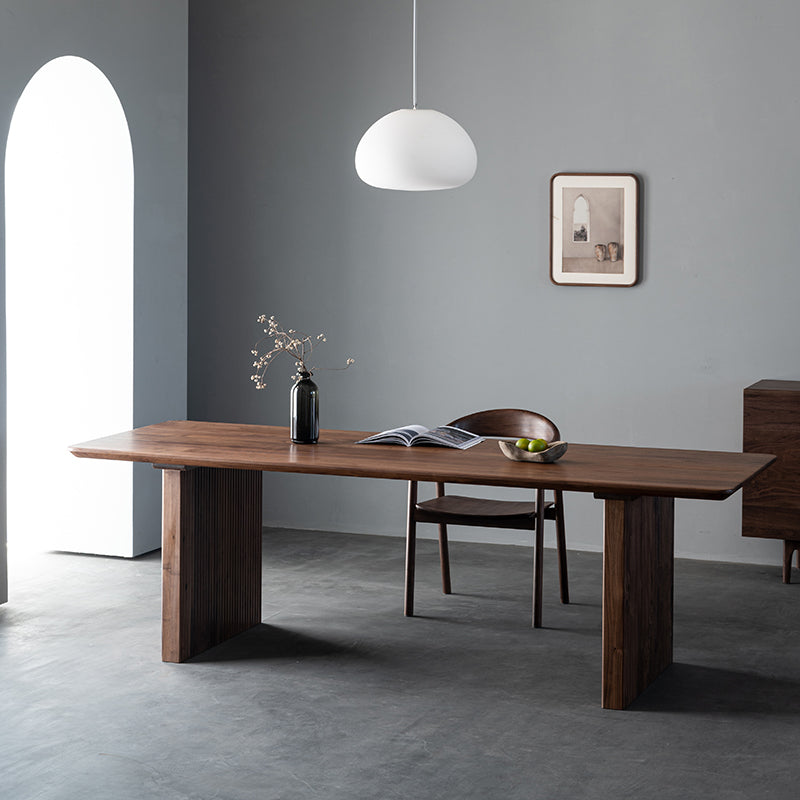 minimalisme valnøddetræ pladebord, mørkt valnød massivt træ spisebord