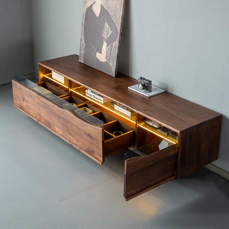 Solid walnut wood tv stand, Glass and solid wood TV stand