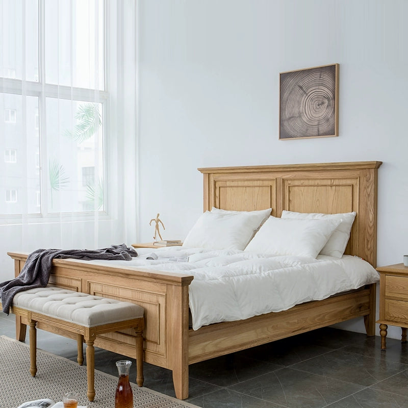 ライトオーク材のベッド、オーク材のベッドフレーム キング、オーク材の二段ベッド