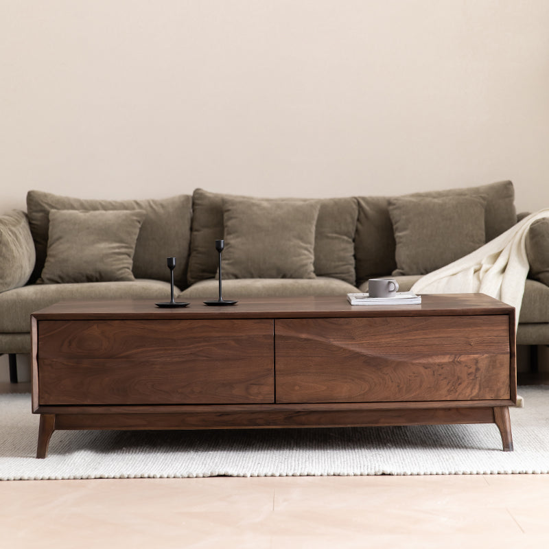 Wave solid black walnut wood coffee table, solid walnut coffee table for sale