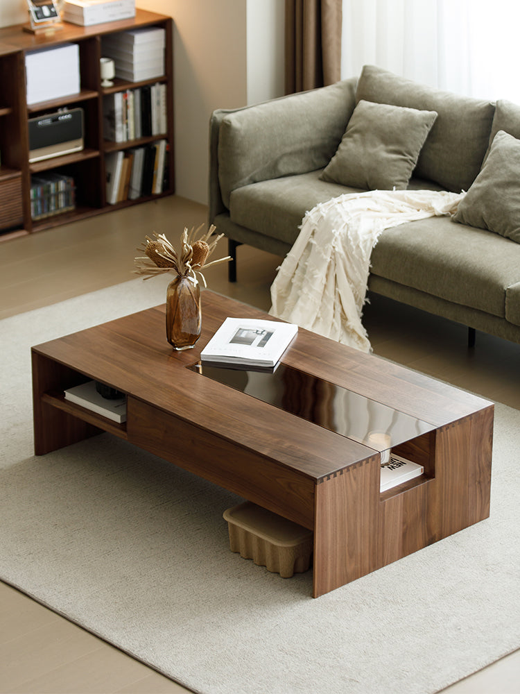 mesa de centro moderna mesa de centro de nogal real de madera maciza de nogal negro