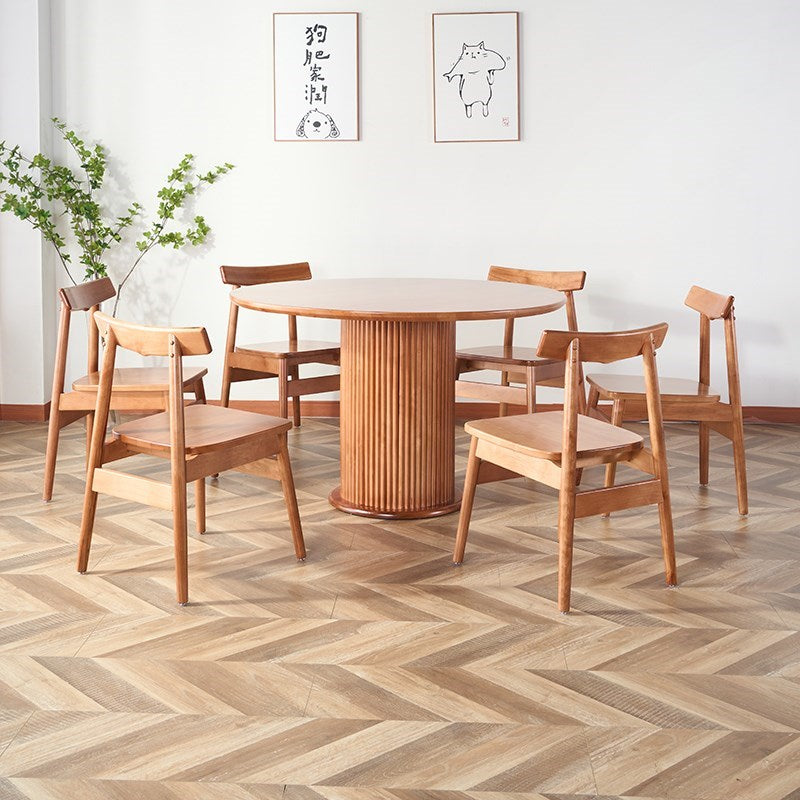 Se vende mesa de comedor redonda moderna de madera de cerezo.