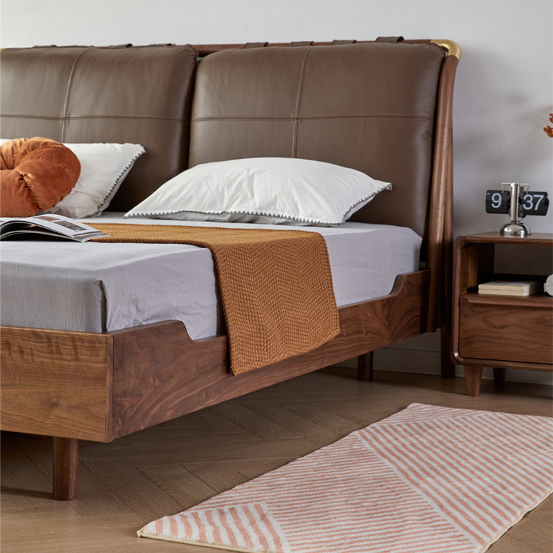 هيكل سرير من خشب الجوز، سرير بحجم كوين من خشب الجوز، إطار سرير منصة من خشب الجوز