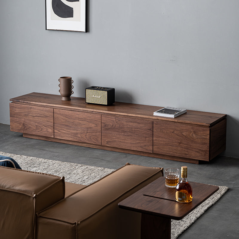 simple living walnut wood mid-century tv stand