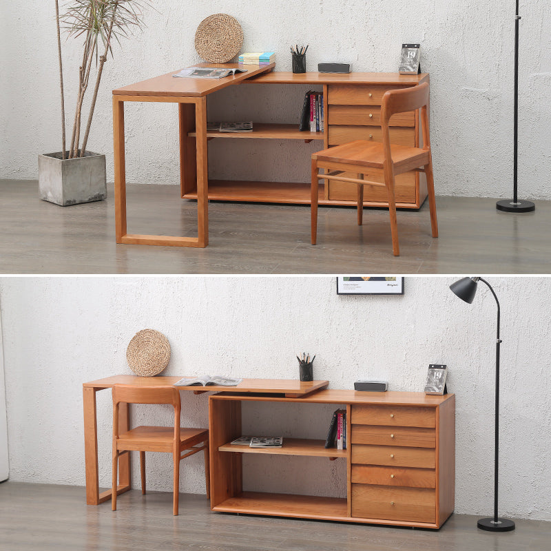 Formo escritorio de cerezo con cajón de gabinete, escritorio largo de madera de cerezo