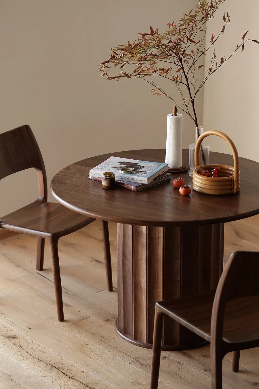 solid walnut dining table round, walnut wood round dining table