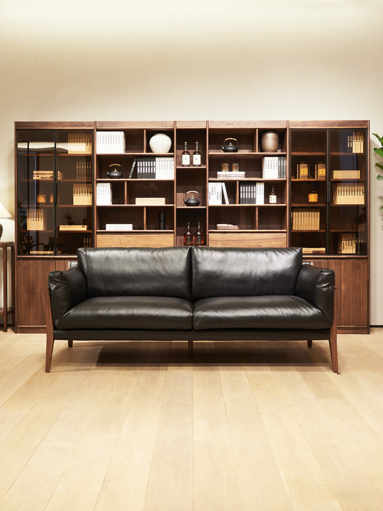 solid walnut wood sofa, mid century solid walnut wood sofa, walnut frame sofa
