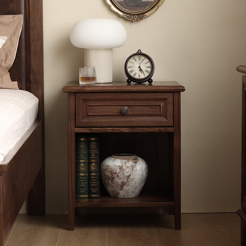 American style solid wood nightstand walnut bedside table