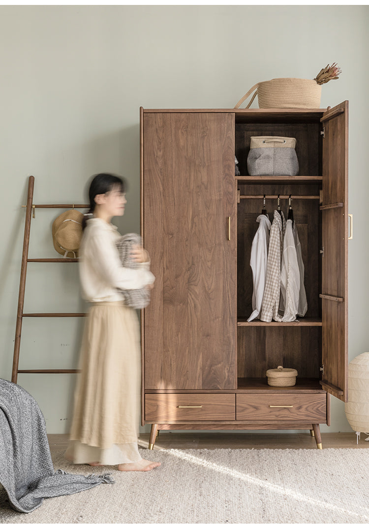 خزانة ملابس حديثة من خشب الجوز ، خزانة ملابس من خشب الجوز في منتصف القرن ، خزانة ملابس حديثة