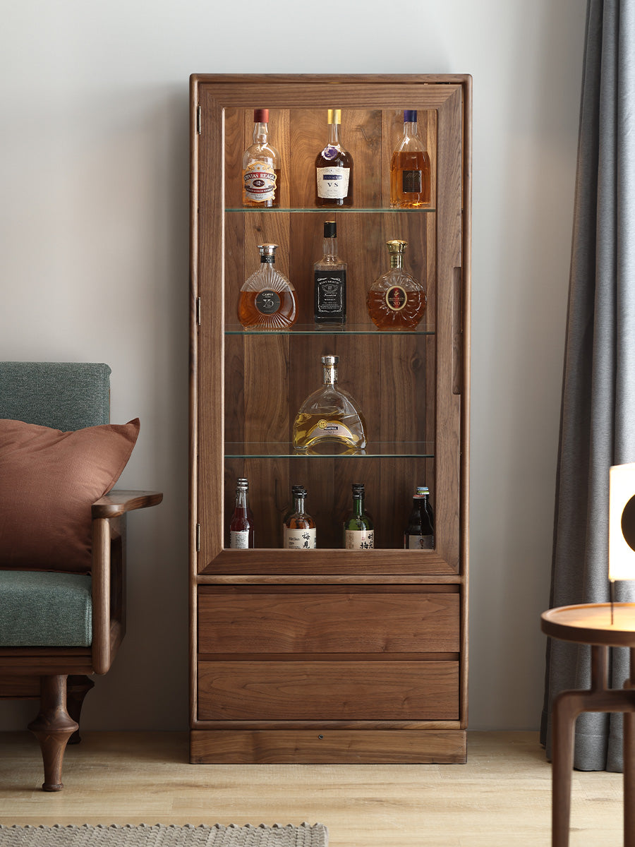 خزانة المشروبات الكحولية من خشب الجوز ونبيذ الجوز الداكن وخزانة المشروبات الكحولية