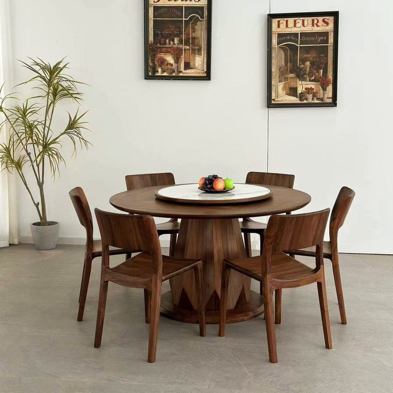 walnut wood 47-inch round dining table, round walnut wood dining table