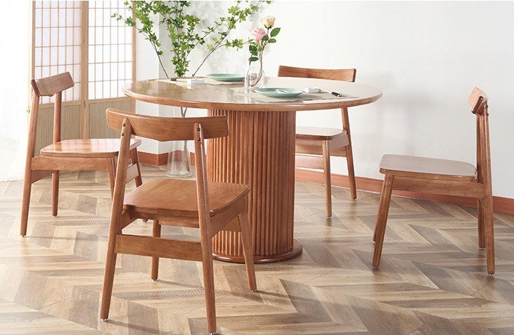 Se vende mesa de comedor redonda moderna de madera de cerezo.