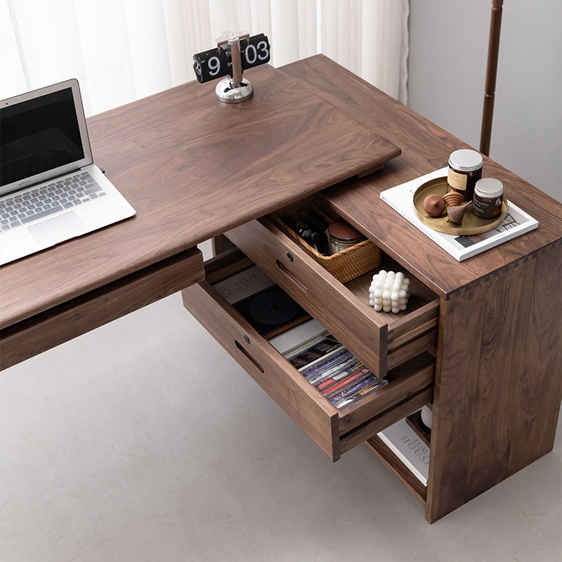 Solid valnød skriveborde med lille reol, massiv valnød skrivebord, valnød skrivebordsmøbler