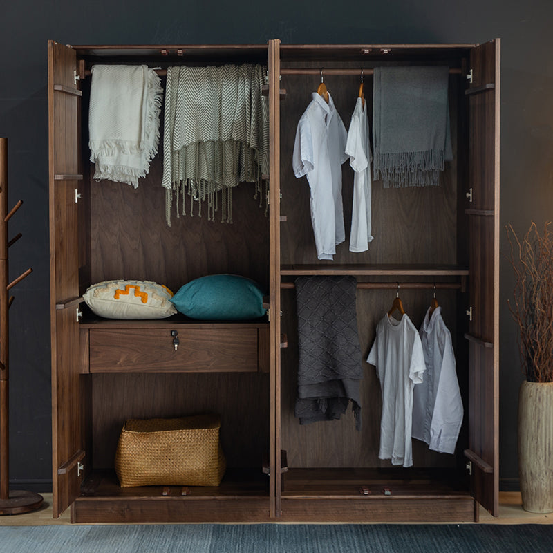 armário de nogueira, guarda-roupa de nogueira com gavetas, guarda-roupa de madeira de nogueira