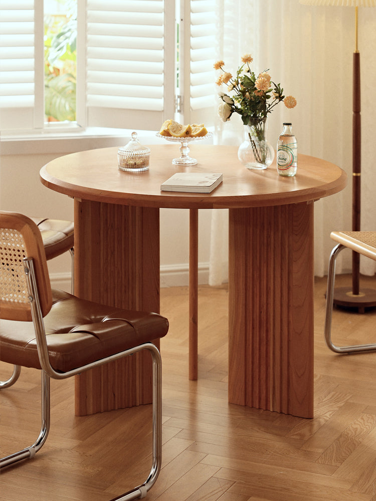 mesa de jantar redonda de madeira maciça, mesa de jantar redonda de madeira maciça de 60 polegadas