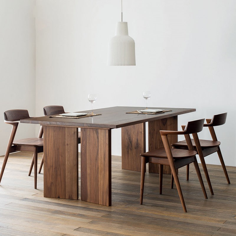 Table à manger moderne en bois de noyer foncé, plateau de table en bois de noyer noir