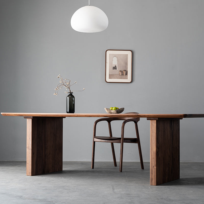 minimalism walnut wood slab table, dark walnut solid wood dining table