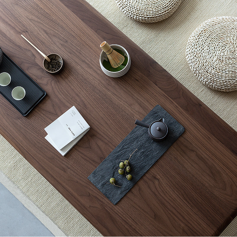 mesa de centro retangular de madeira maciça, mesa de centro preta de madeira maciça