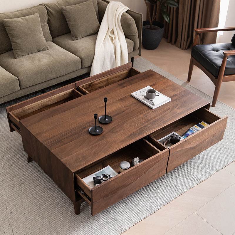 Mesa de centro Wave de madera maciza de nogal negro, mesa de centro de nogal macizo a la venta