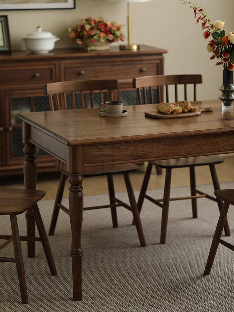 American style solid black walnut wood dining table