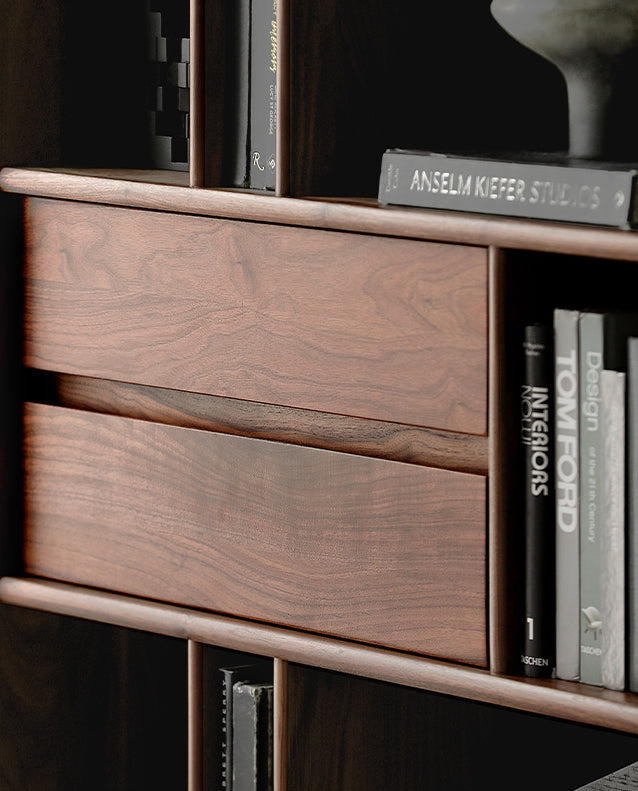 tall walnut bookcase, solid walnut bookcase, walnut bookshelf