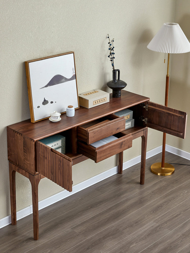 Solid walnut wood console table