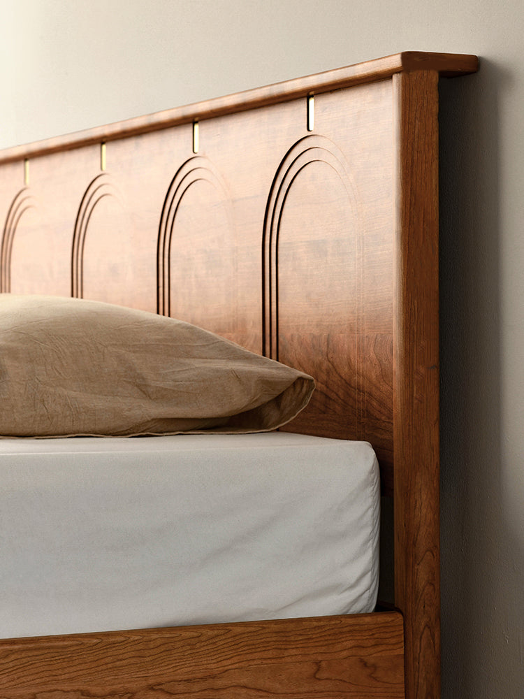 estructura de cama king size de madera de cerezo, estructura de cama tamaño queen de madera de cerezo