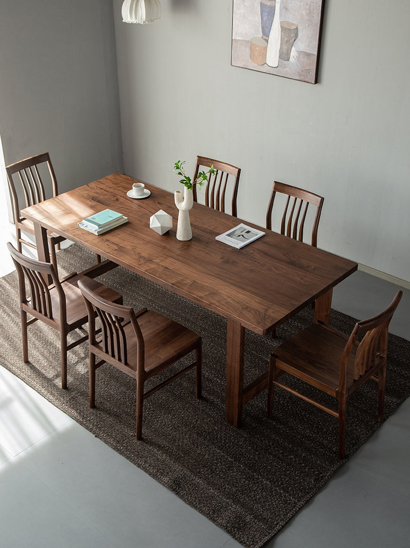 mesa de jantar em madeira de nogueira, mesa de jantar em madeira maciça para 6 pessoas