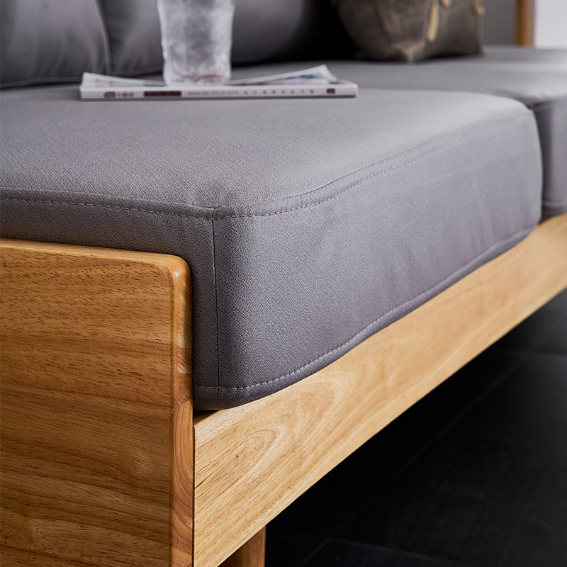 japandi oak wood genuine leather sofa, white genuine leather sofa set