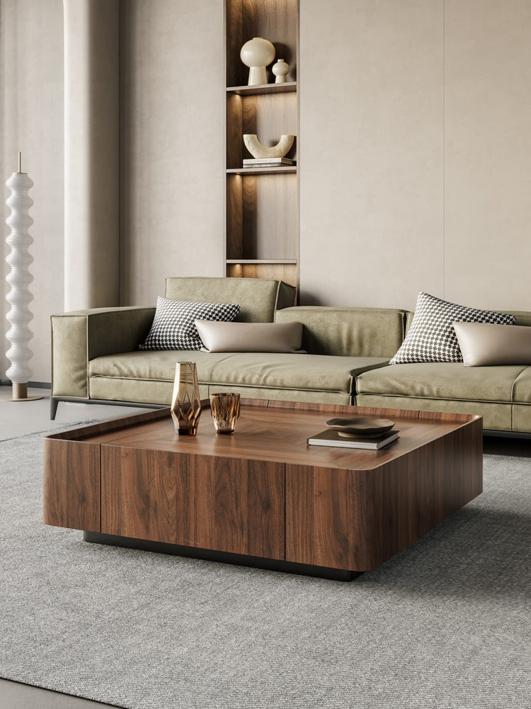 moderne massiv sort valnøddetræ sofabord firkantet, massivt egetræ stort sofabord