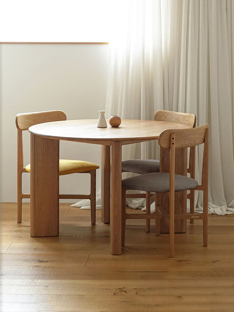 mesa de comedor redonda de madera de roble, mesa de comedor redonda de roble macizo