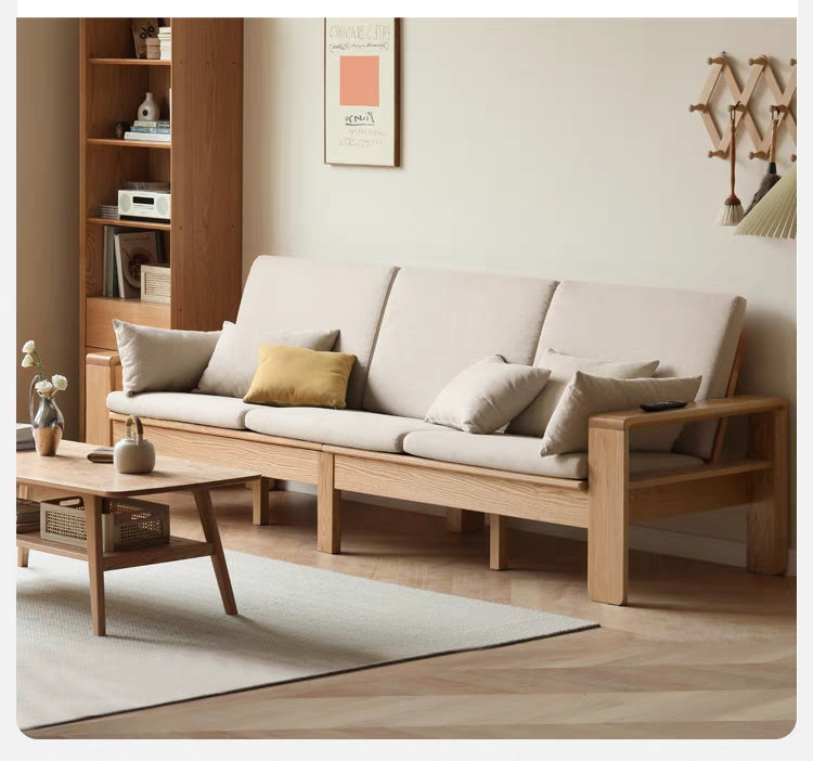 canapé en bois de chêne massif, ensembles de canapés en cuir véritable en bois de chêne, cuir véritable
