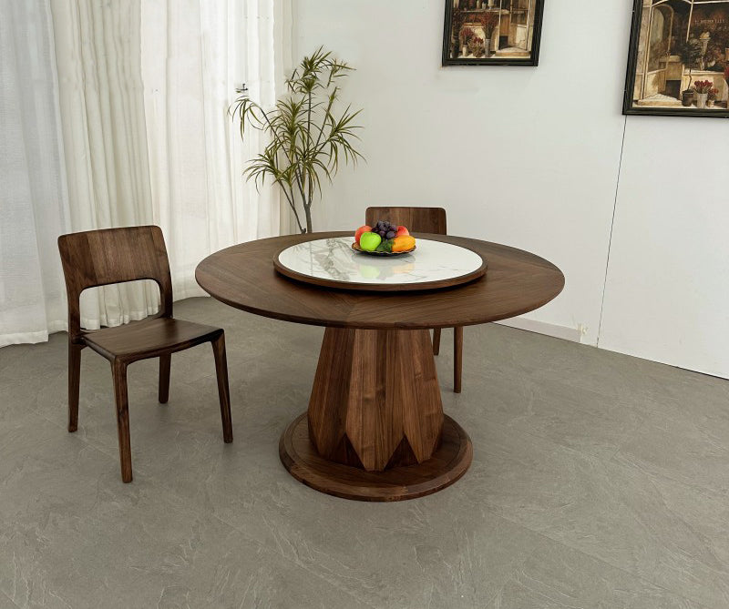 mesa de comedor redonda de madera de nogal de 47 pulgadas, mesa de comedor redonda de madera de nogal